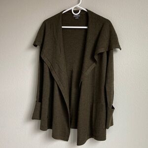 Eddie Bauer Merino Wool Blend Draped shawl Collar Open Front Cardigan  sz M